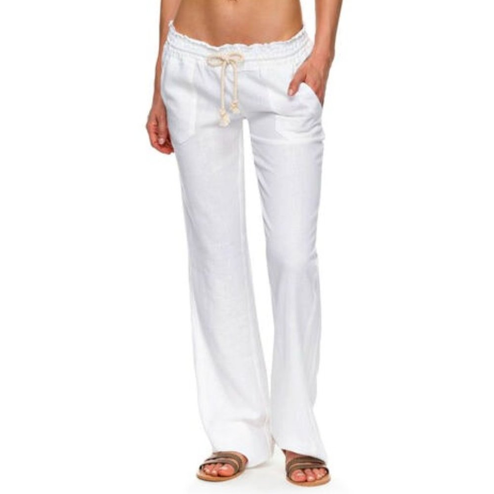 New Roxy White Pants Linen